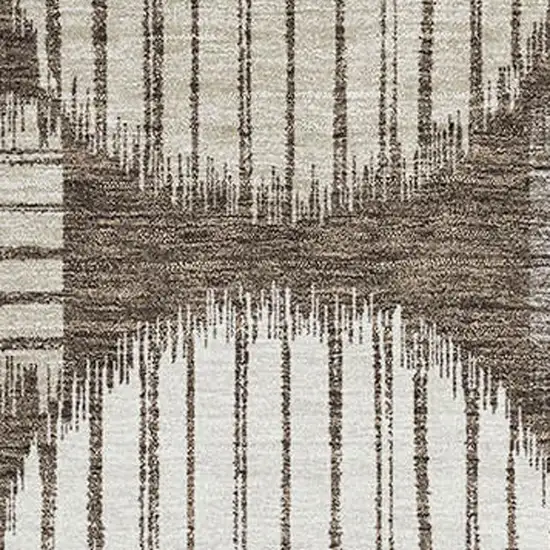 Brown And Ivory Geometric Washable Area Rug With UV Protection Photo 3