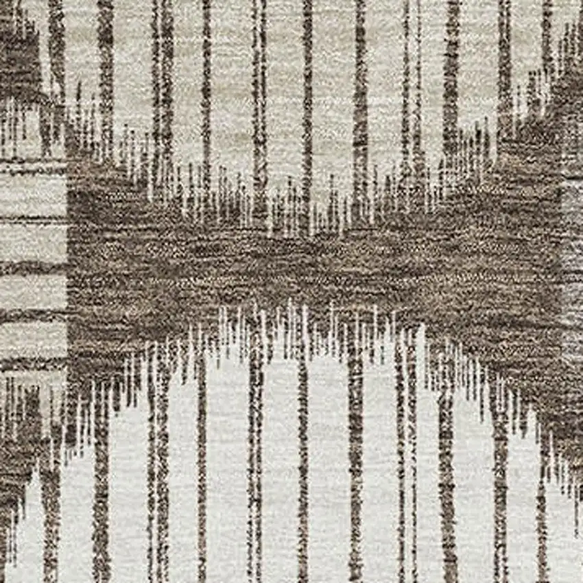 Brown And Ivory Geometric Washable Area Rug With UV Protection Photo 3