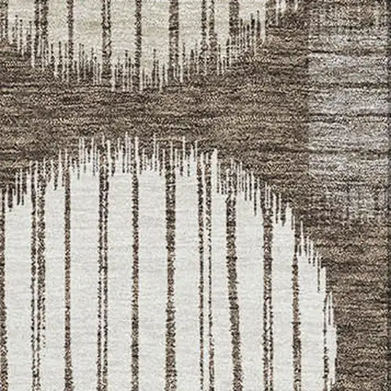 Brown And Ivory Geometric Washable Area Rug With UV Protection Photo 3