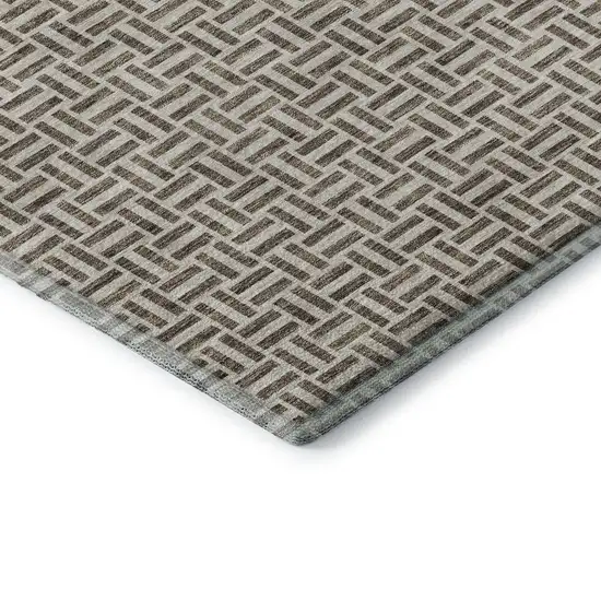 Brown And Ivory Geometric Washable Area Rug With UV Protection Photo 8