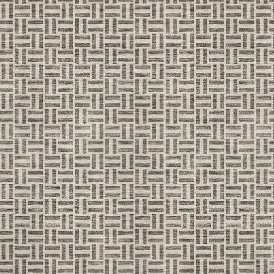 Brown And Ivory Geometric Washable Area Rug With UV Protection Photo 3