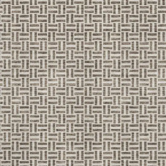 Brown And Ivory Geometric Washable Area Rug With UV Protection Photo 3