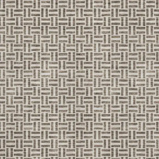 Brown And Ivory Geometric Washable Area Rug With UV Protection Photo 3