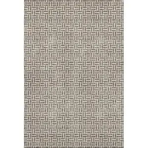 Photo of Brown And Ivory Geometric Washable Area Rug With UV Protection