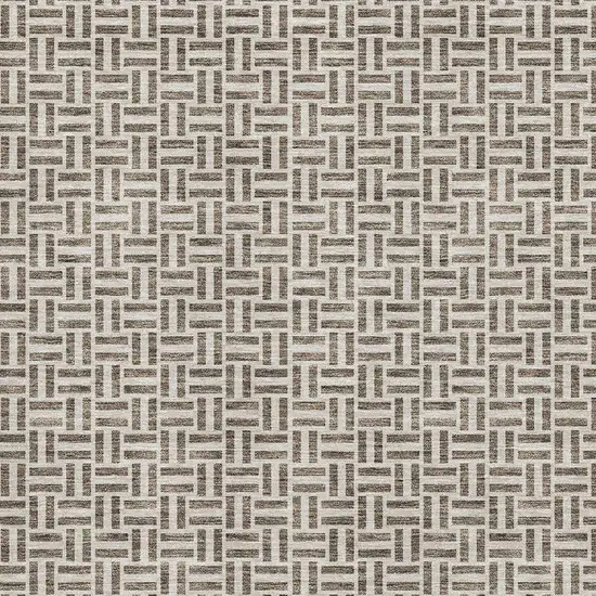 Brown And Ivory Geometric Washable Area Rug With UV Protection Photo 3