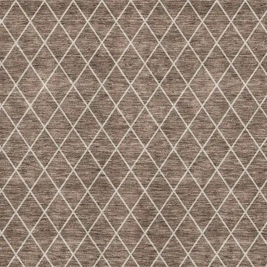 Brown And Ivory Geometric Washable Area Rug With UV Protection Photo 2