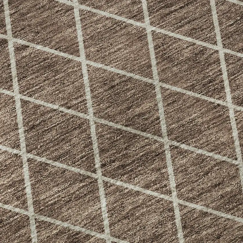 Brown And Ivory Geometric Washable Area Rug With UV Protection Photo 9