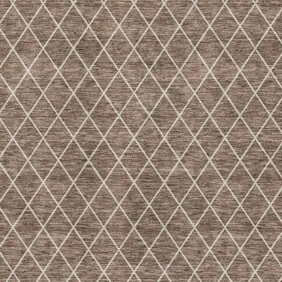 Brown And Ivory Geometric Washable Area Rug With UV Protection Photo 2