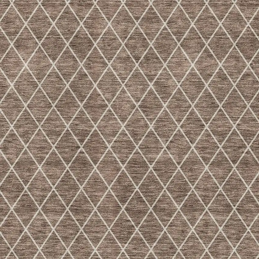 Brown And Ivory Geometric Washable Area Rug With UV Protection Photo 2