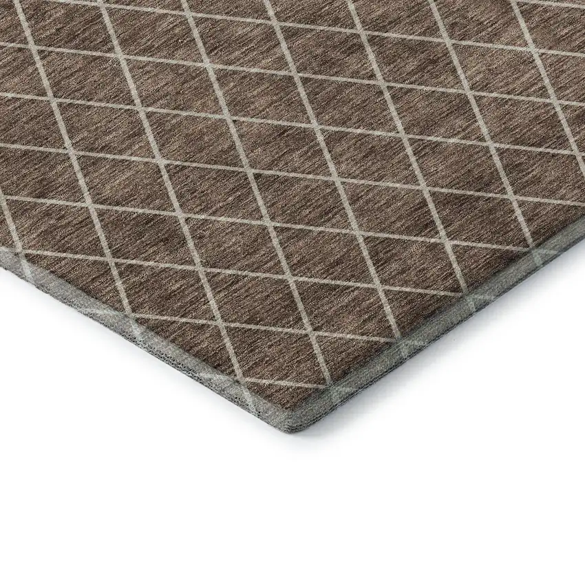 Brown And Ivory Geometric Washable Area Rug With UV Protection Photo 7