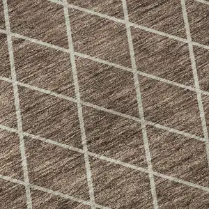 Photo of Brown And Ivory Geometric Washable Area Rug With UV Protection