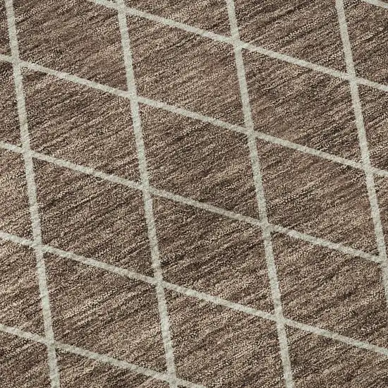 Brown And Ivory Geometric Washable Area Rug With UV Protection Photo 9