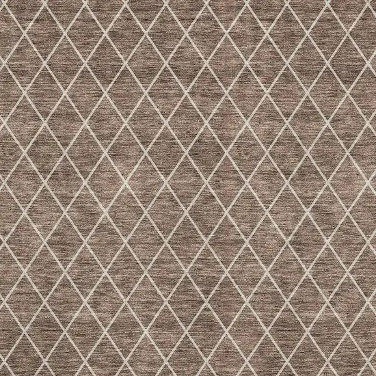 Brown And Ivory Geometric Washable Area Rug With UV Protection Photo 2