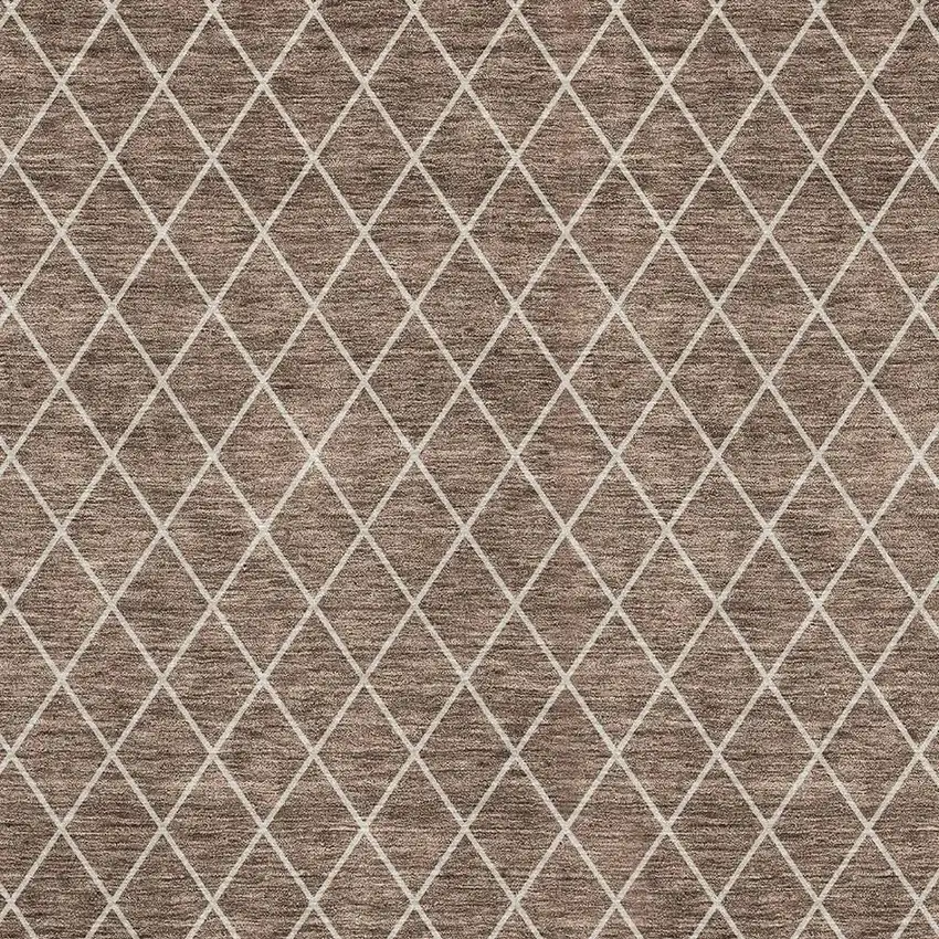 Brown And Ivory Geometric Washable Area Rug With UV Protection Photo 2