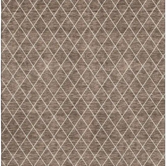 Brown And Ivory Geometric Washable Area Rug With UV Protection Photo 3