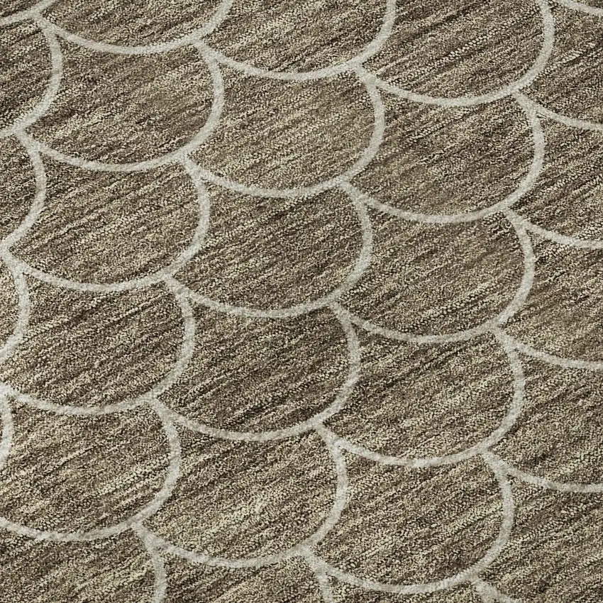 Brown And Ivory Geometric Washable Area Rug With UV Protection Photo 9