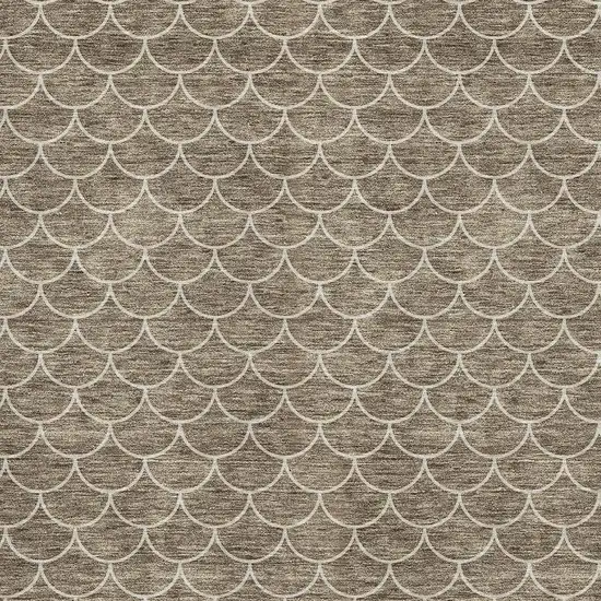 Brown And Ivory Geometric Washable Area Rug With UV Protection Photo 2