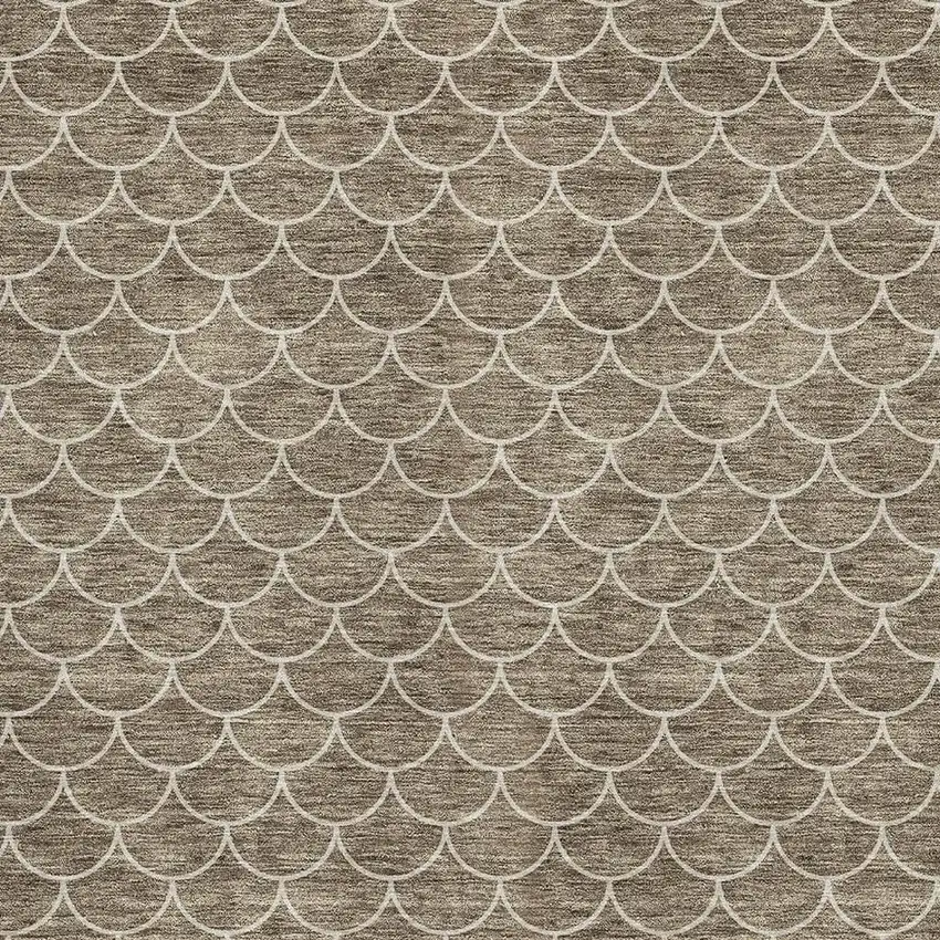 Brown And Ivory Geometric Washable Area Rug With UV Protection Photo 2