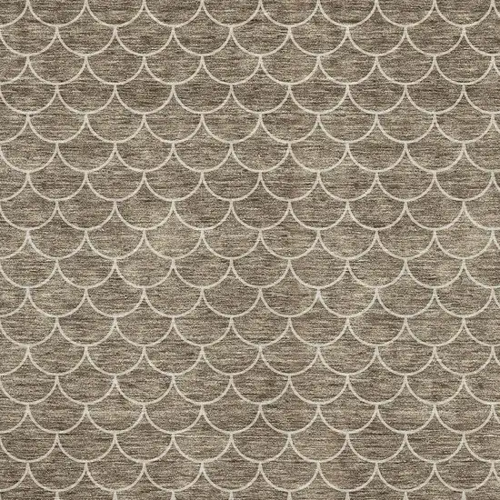 Brown And Ivory Geometric Washable Area Rug With UV Protection Photo 2