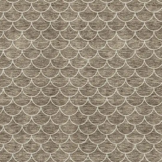 Brown And Ivory Geometric Washable Area Rug With UV Protection Photo 2