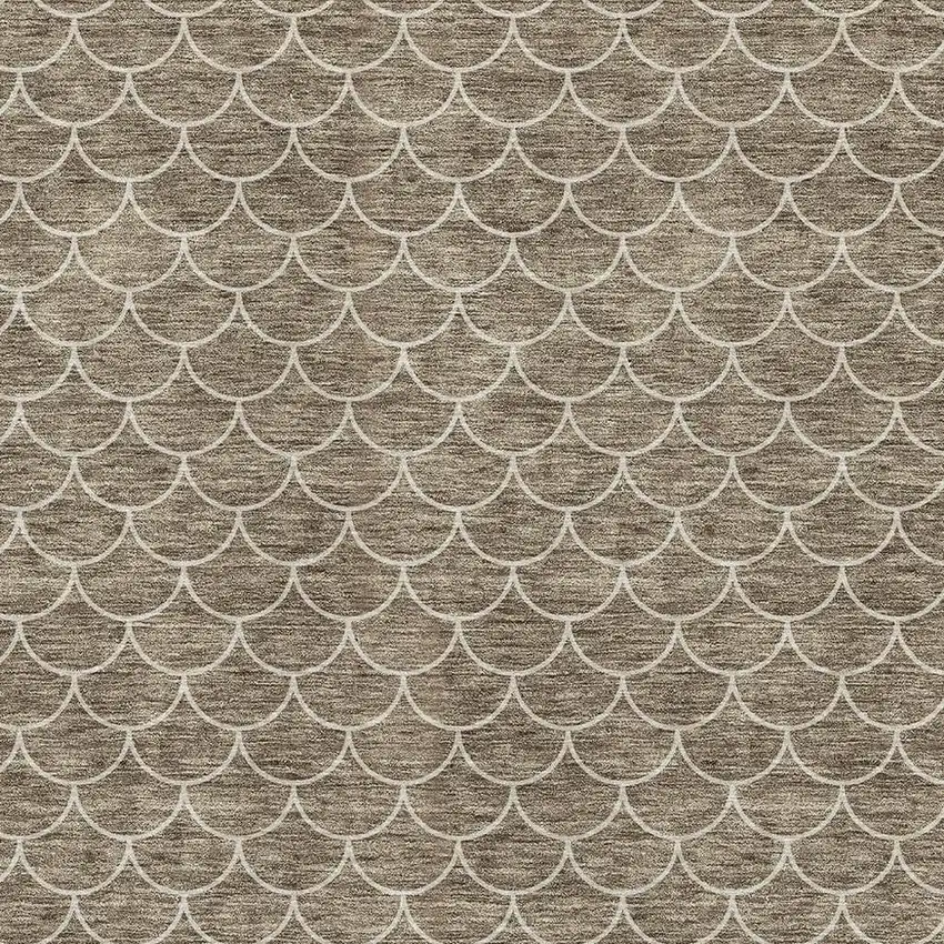 Brown And Ivory Geometric Washable Area Rug With UV Protection Photo 2