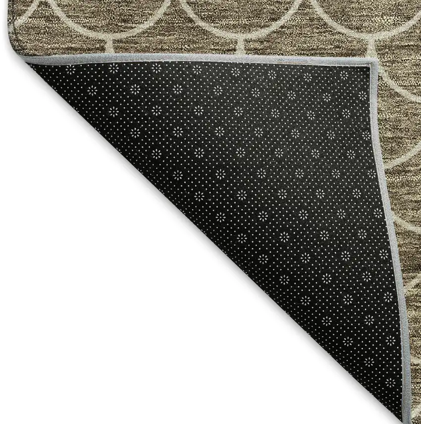 Brown And Ivory Geometric Washable Area Rug With UV Protection Photo 6