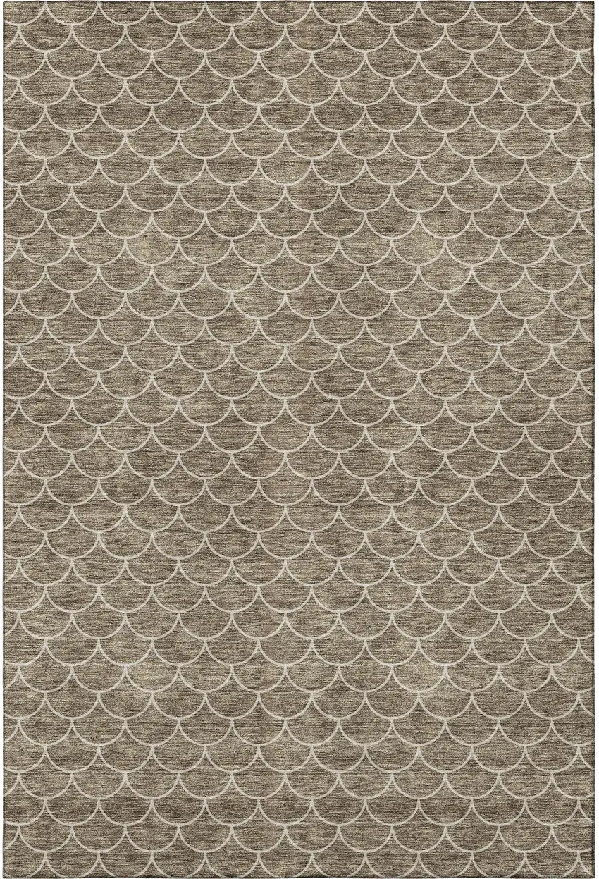 Brown And Ivory Geometric Washable Area Rug With UV Protection Photo 3