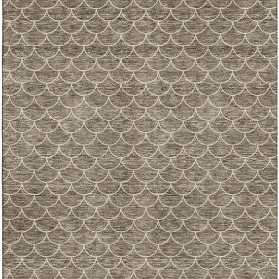 Brown And Ivory Geometric Washable Area Rug With UV Protection Photo 3