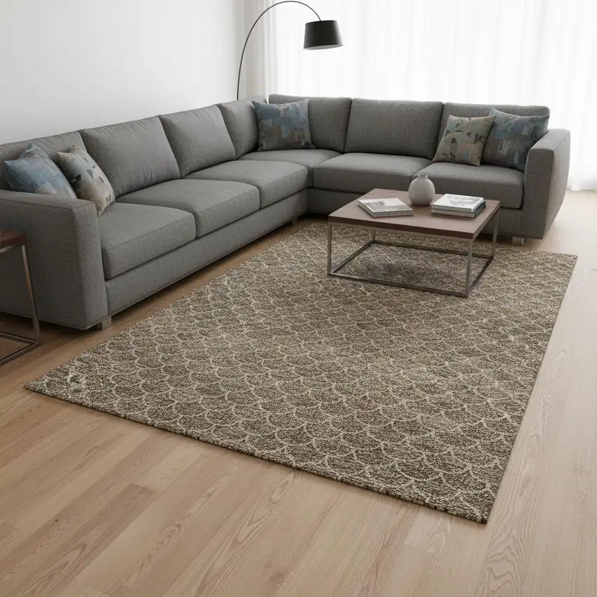 Brown And Ivory Geometric Washable Area Rug With UV Protection Photo 2