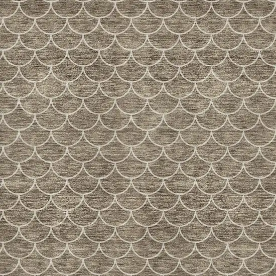 Brown And Ivory Geometric Washable Area Rug With UV Protection Photo 2