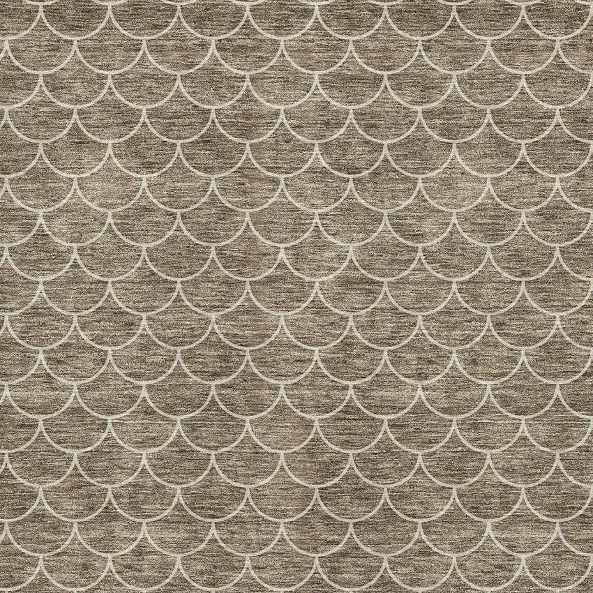 Brown And Ivory Geometric Washable Area Rug With UV Protection Photo 2