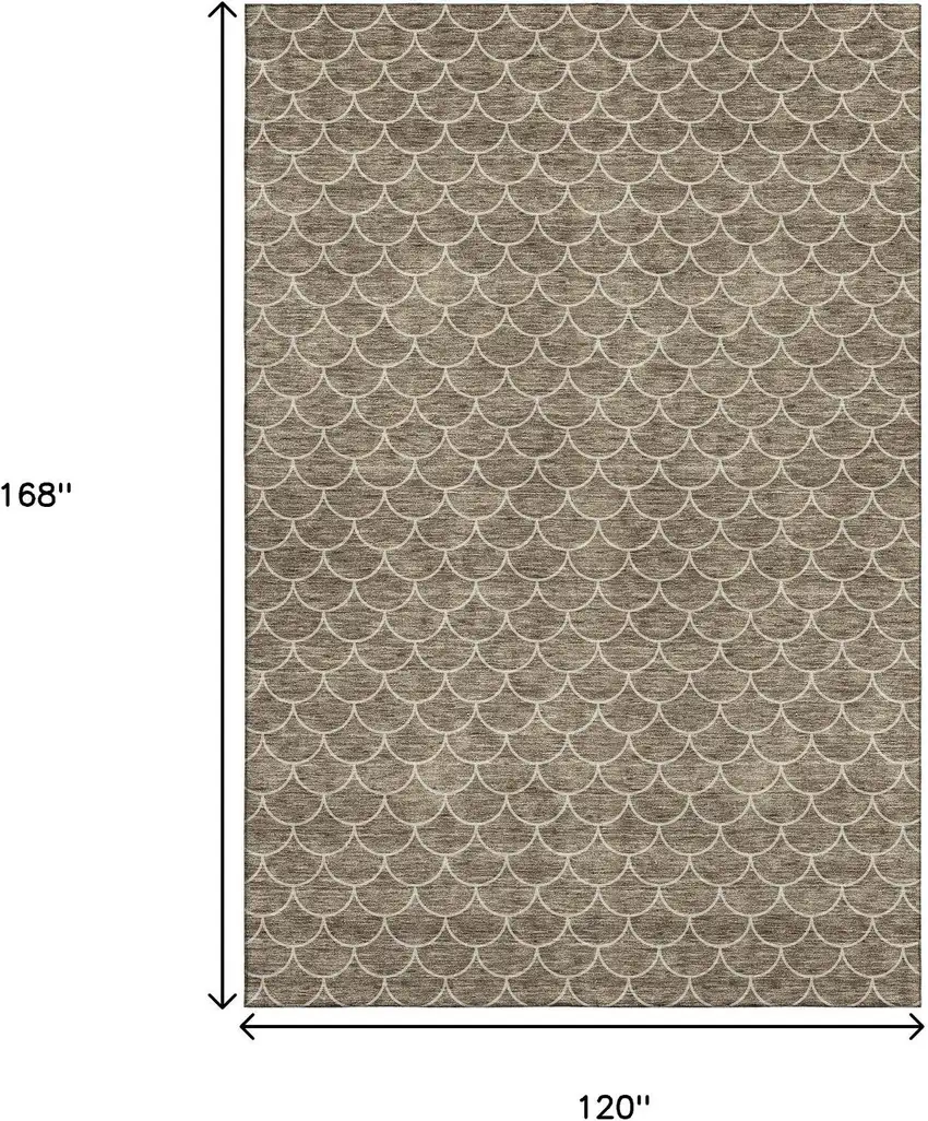 Brown And Ivory Geometric Washable Area Rug With UV Protection Photo 9