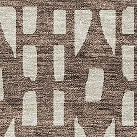 Brown And Ivory Geometric Washable Area Rug With UV Protection Photo 2