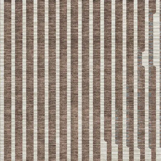 Brown And Ivory Geometric Washable Area Rug With UV Protection Photo 2