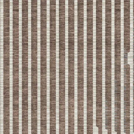 Brown And Ivory Geometric Washable Area Rug With UV Protection Photo 2