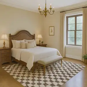 Photo of Brown And Ivory Geometric Washable Area Rug With UV Protection