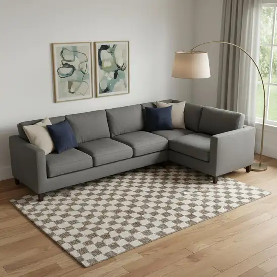 Brown And Ivory Geometric Washable Area Rug With UV Protection Photo 2