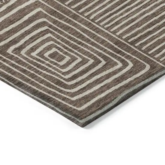 Brown And Ivory Geometric Washable Indoor Outdoor Area Rug Photo 4