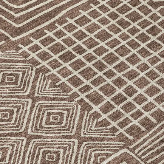 Brown And Ivory Geometric Washable Indoor Outdoor Area Rug Photo 5