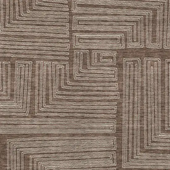 Brown And Ivory Geometric Washable Indoor Outdoor Area Rug Photo 5