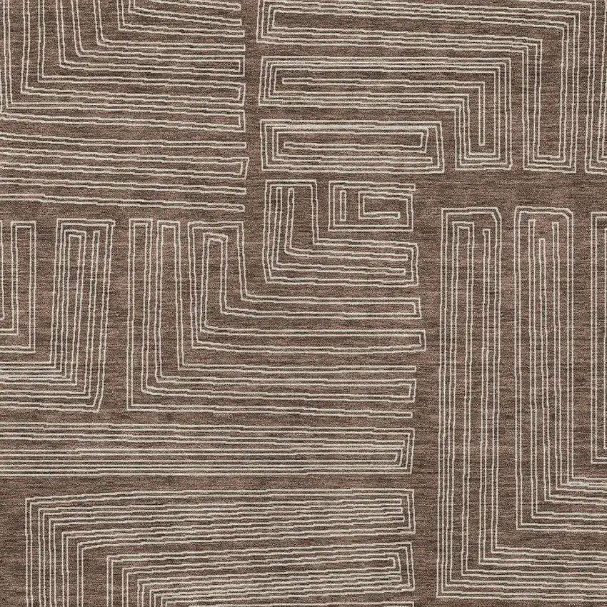 Brown And Ivory Geometric Washable Indoor Outdoor Area Rug Photo 5