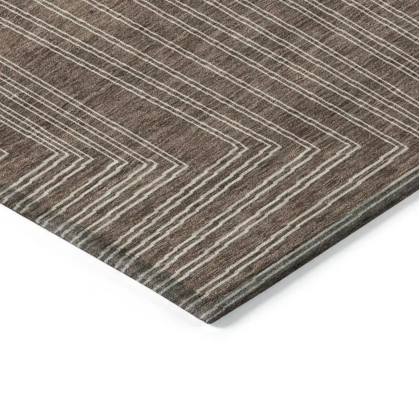 Brown And Ivory Geometric Washable Indoor Outdoor Area Rug Photo 4