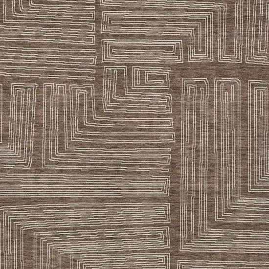 Brown And Ivory Geometric Washable Indoor Outdoor Area Rug Photo 5