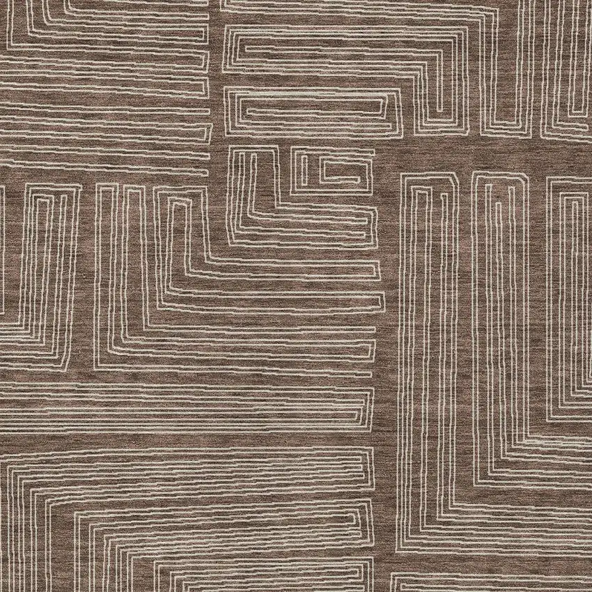 Brown And Ivory Geometric Washable Indoor Outdoor Area Rug Photo 5