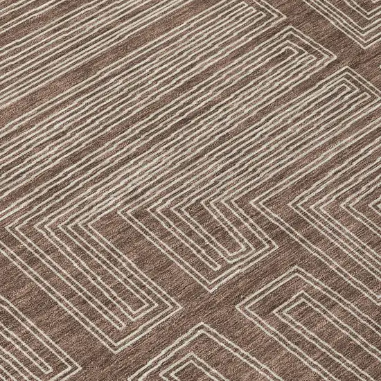 Brown And Ivory Geometric Washable Indoor Outdoor Area Rug Photo 8