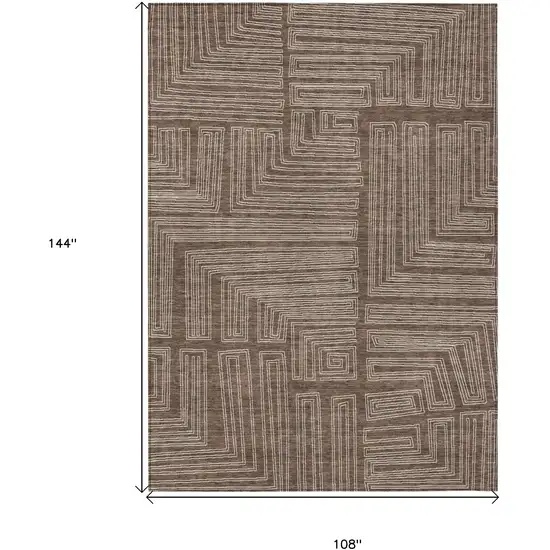 Brown And Ivory Geometric Washable Indoor Outdoor Area Rug Photo 7
