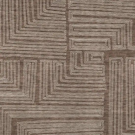 Brown And Ivory Geometric Washable Indoor Outdoor Area Rug Photo 5