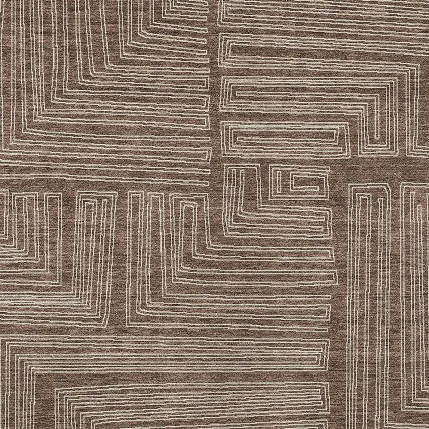 Brown And Ivory Geometric Washable Indoor Outdoor Area Rug Photo 5
