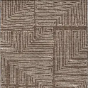 Photo of Brown And Ivory Geometric Washable Indoor Outdoor Area Rug