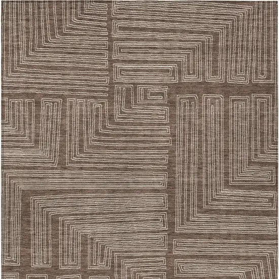 Brown And Ivory Geometric Washable Indoor Outdoor Area Rug Photo 6